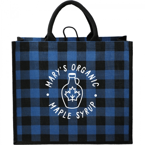 Buffalo Plaid Printed Jute Tote Product Image
