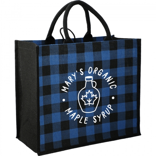 Buffalo Plaid Printed Jute Tote Product Image