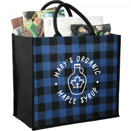 Buffalo Plaid Printed Jute Tote Product Image