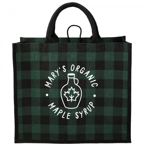 Buffalo Plaid Printed Jute Tote Product Image