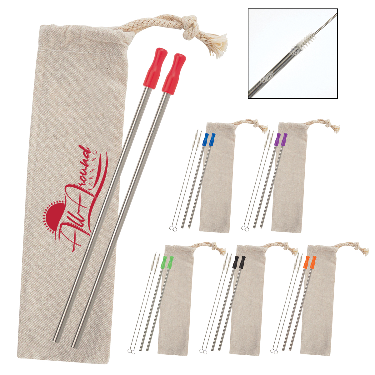 2 Pack Stainless Straw Kit w/ Cotton Pouch Product Image
