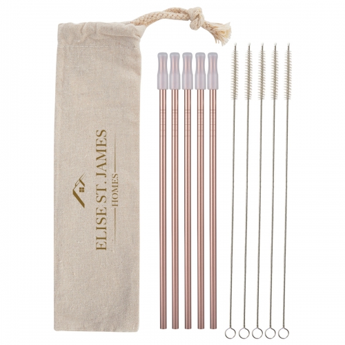 5 Pack Park Avenue Stainless Straw Kit w/ Cotton Pouch Product Image
