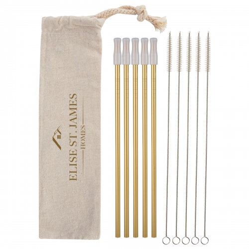 5 Pack Park Avenue Stainless Straw Kit w/ Cotton Pouch Product Image