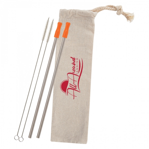 2 Pack Stainless Straw Kit w/ Cotton Pouch Product Image