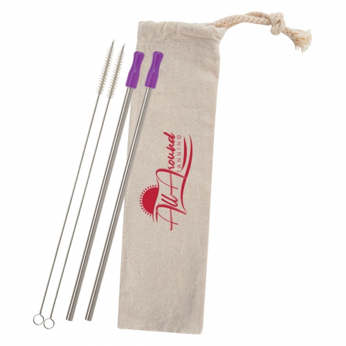 2 Pack Stainless Straw Kit w/ Cotton Pouch Product Image