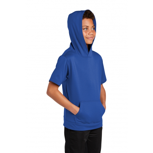 Sport-Tek Youth Sport-Wick® Fleece Short Sleeve Hooded Pullover Product Image