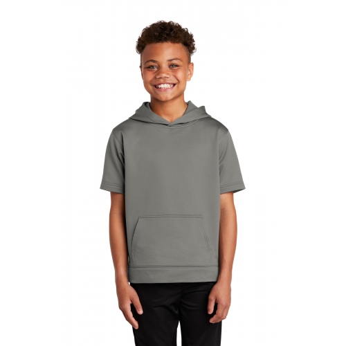Sport-Tek Youth Sport-Wick® Fleece Short Sleeve Hooded Pullover Product Image
