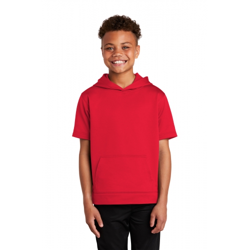 Sport-Tek Youth Sport-Wick® Fleece Short Sleeve Hooded Pullover Product Image