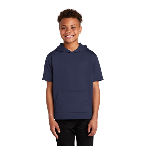 Sport-Tek Youth Sport-Wick® Fleece Short Sleeve Hooded Pullover Product Image