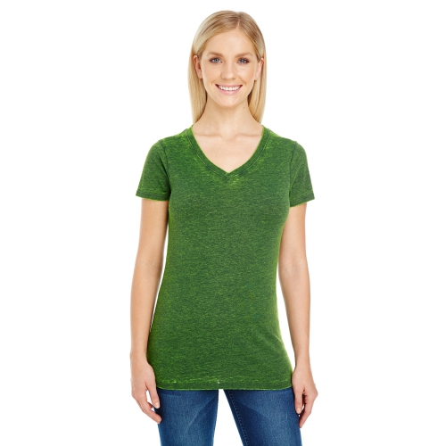 Threadfast Women's Cross Dye Short-Sleeve V-Neck T-Shirt Product Image