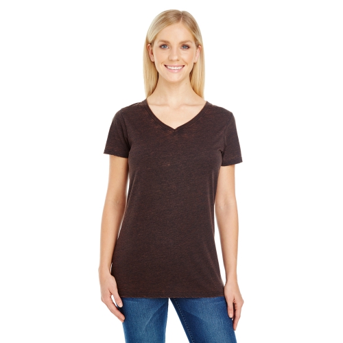 Threadfast Women's Cross Dye Short-Sleeve V-Neck T-Shirt Product Image