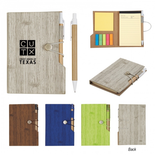 4" x 6" Woodgrain Look Notebook With Sticky Notes And Flags Product Image