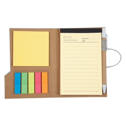 4" x 6" Woodgrain Look Notebook With Sticky Notes And Flags Product Image