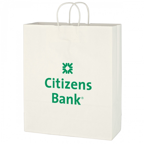 Kraft Paper White Shopping Bag - 16" x 19" Product Image