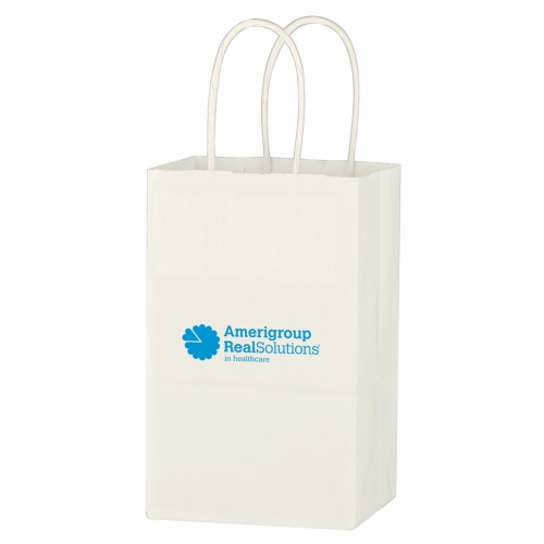 Kraft Paper White Shopping Bag - 5.25" x 8.25" Product Image