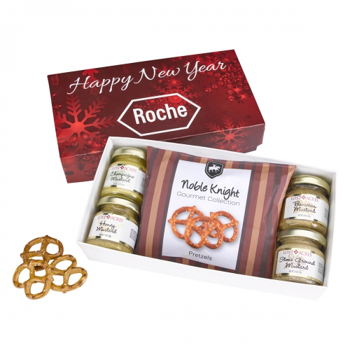 Gourmet Mustard Set with Pretzels in Gift Box Product Image