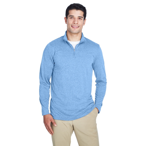 UltraClub Men's Cool & Dry Heathered Performance Quarter-Zip Product Image