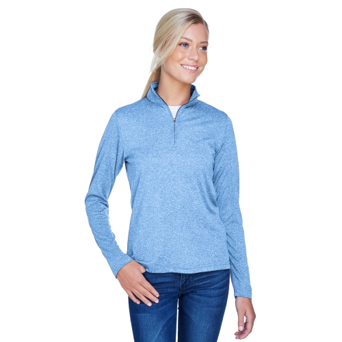UltraClub Women's Cool & Dry Heathered Performance Quarter-Zip Product Image
