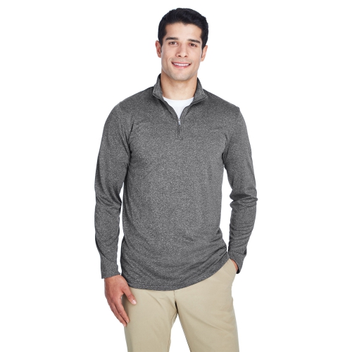 UltraClub Men's Cool & Dry Heathered Performance Quarter-Zip Product Image