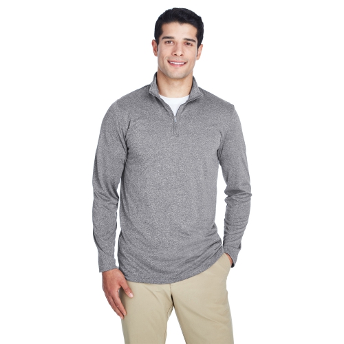 UltraClub Men's Cool & Dry Heathered Performance Quarter-Zip Product Image