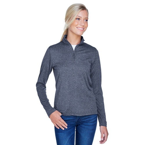 UltraClub Women's Cool & Dry Heathered Performance Quarter-Zip Product Image