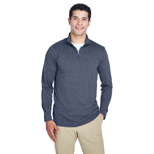 UltraClub Men's Cool & Dry Heathered Performance Quarter-Zip Product Image