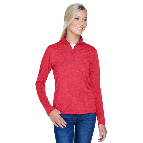 UltraClub Women's Cool & Dry Heathered Performance Quarter-Zip Product Image