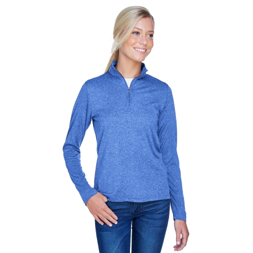 UltraClub Women's Cool & Dry Heathered Performance Quarter-Zip Product Image