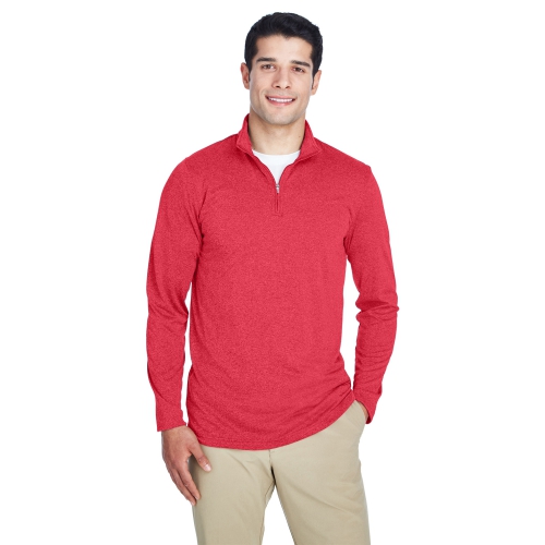 UltraClub Men's Cool & Dry Heathered Performance Quarter-Zip Product Image