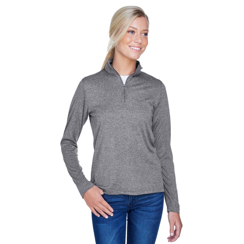 UltraClub Women's Cool & Dry Heathered Performance Quarter-Zip Product Image