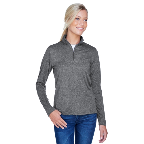 UltraClub Women's Cool & Dry Heathered Performance Quarter-Zip Product Image