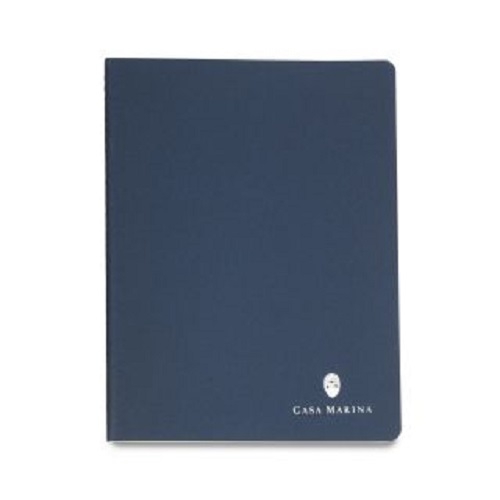 Lightweight ruled journal with a flexible cardboard cover, 120 pages, detachable sheets, and an interior flap pocket.