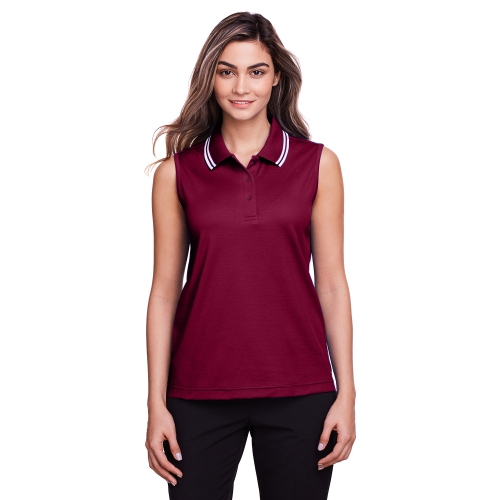 Devon & Jones CrownLux Performance™ Plaited Tipped Sleeveless Polo Product Image