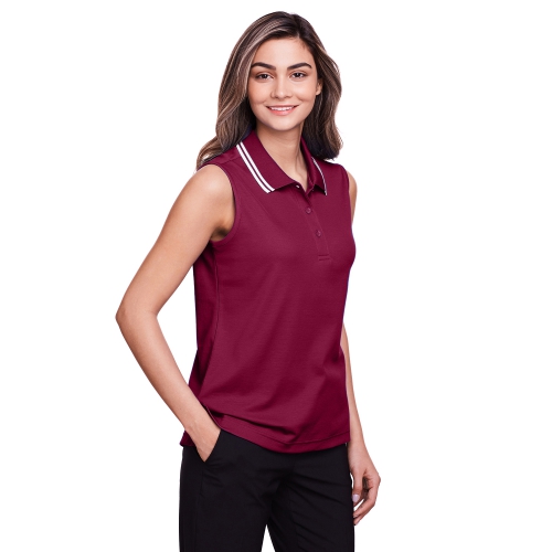 Devon & Jones CrownLux Performance™ Plaited Tipped Sleeveless Polo Product Image