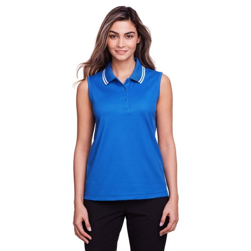 Devon & Jones CrownLux Performance™ Plaited Tipped Sleeveless Polo Product Image