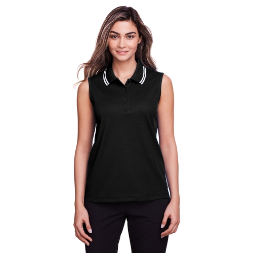 Devon & Jones CrownLux Performance™ Plaited Tipped Sleeveless Polo Product Image
