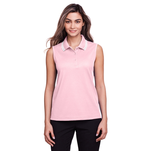 Devon & Jones CrownLux Performance™ Plaited Tipped Sleeveless Polo Product Image
