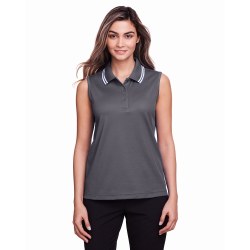Devon & Jones CrownLux Performance™ Plaited Tipped Sleeveless Polo Product Image