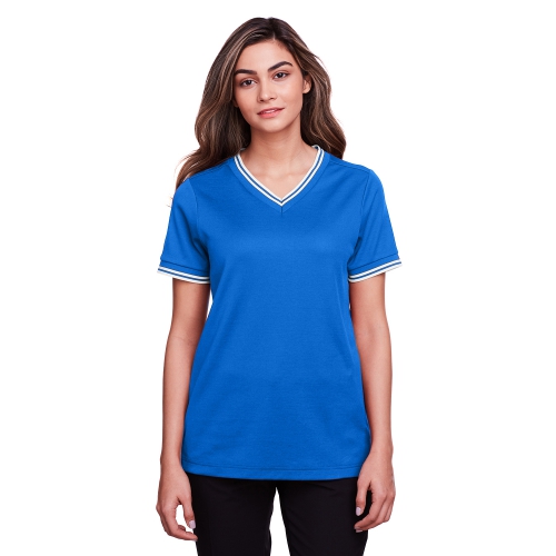 Devon & Jones Women's CrownLux Performance™ Plaited Tipped V-Neck Polo Product Image