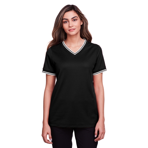 Devon & Jones Women's CrownLux Performance™ Plaited Tipped V-Neck Polo Product Image