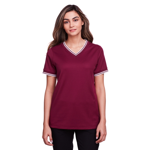 Devon & Jones Women's CrownLux Performance™ Plaited Tipped V-Neck Polo Product Image