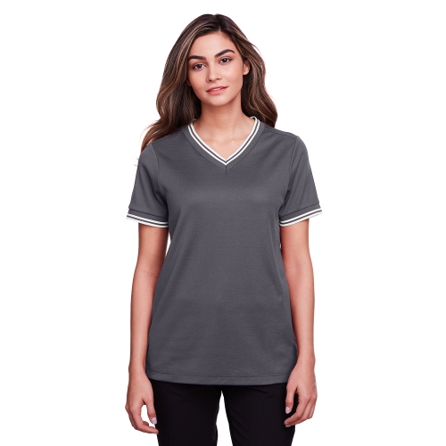 Devon & Jones Women's CrownLux Performance™ Plaited Tipped V-Neck Polo Product Image