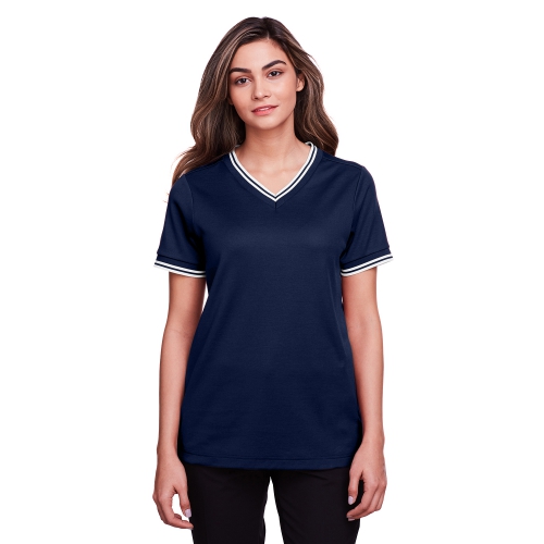 Devon & Jones Women's CrownLux Performance™ Plaited Tipped V-Neck Polo Product Image