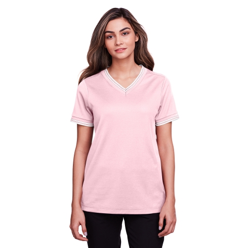 Devon & Jones Women's CrownLux Performance™ Plaited Tipped V-Neck Polo Product Image