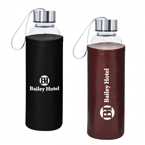 Aqua Pure Glass Bottle with Leatherette Sleeve - 18oz Product Image