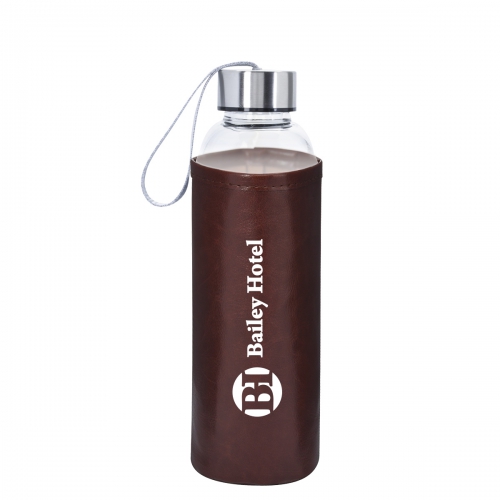 Aqua Pure Glass Bottle with Leatherette Sleeve - 18oz Product Image