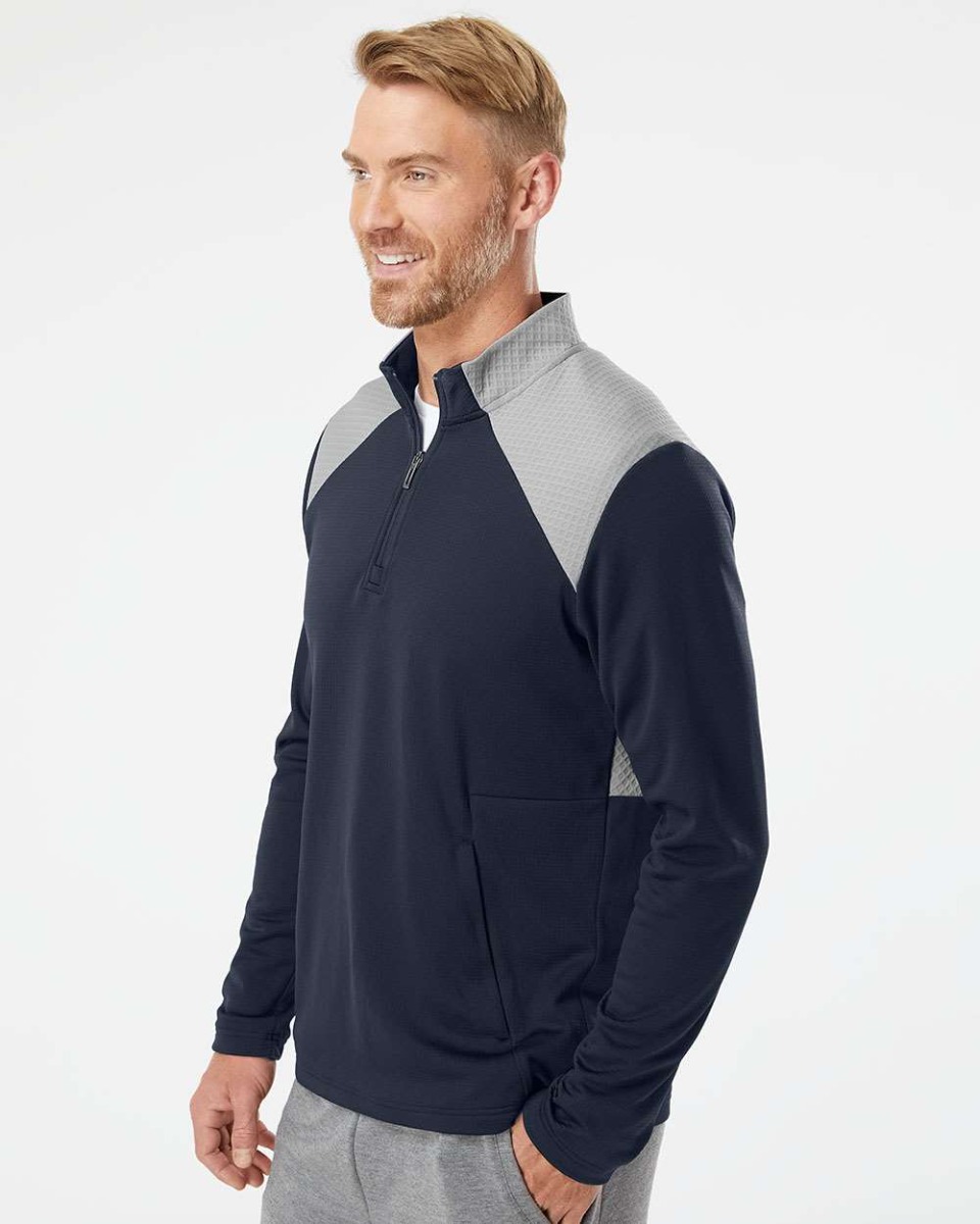 adidas Textured Mixed Media Quarter-Zip Pullover Product Image