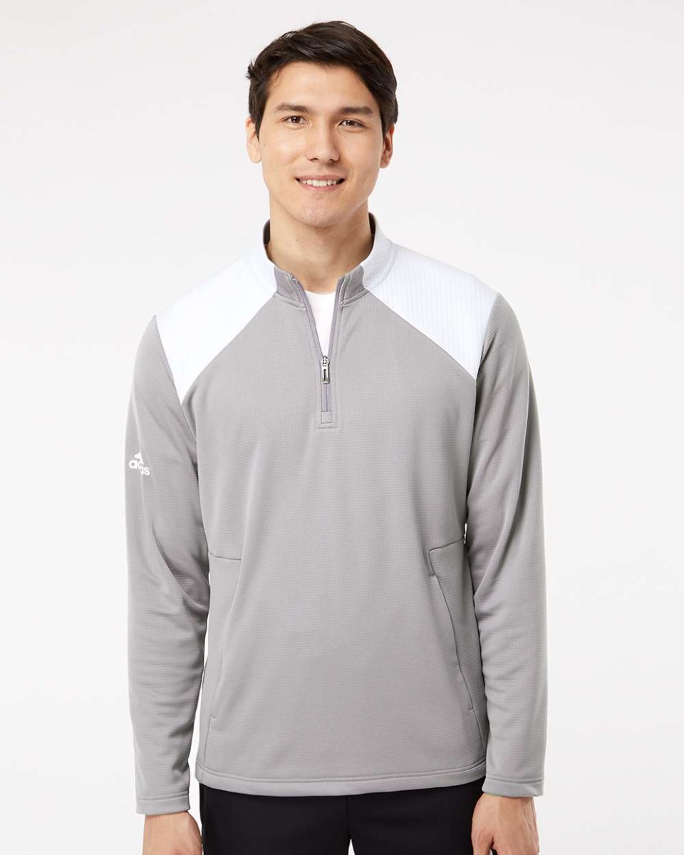 adidas Textured Mixed Media Quarter-Zip Pullover Product Image
