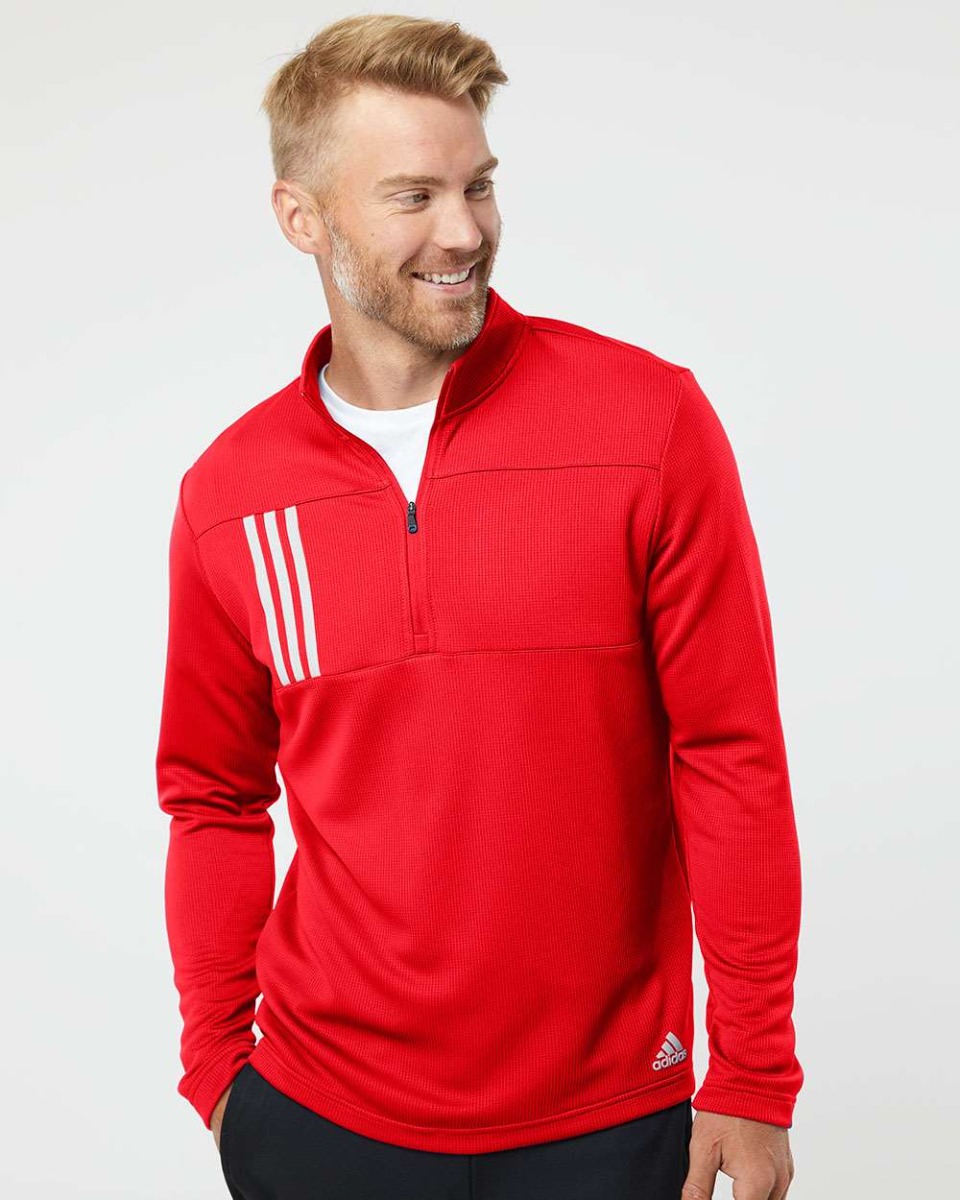 adidas 3-Stripes Double Knit Quarter-Zip Pullover Product Image