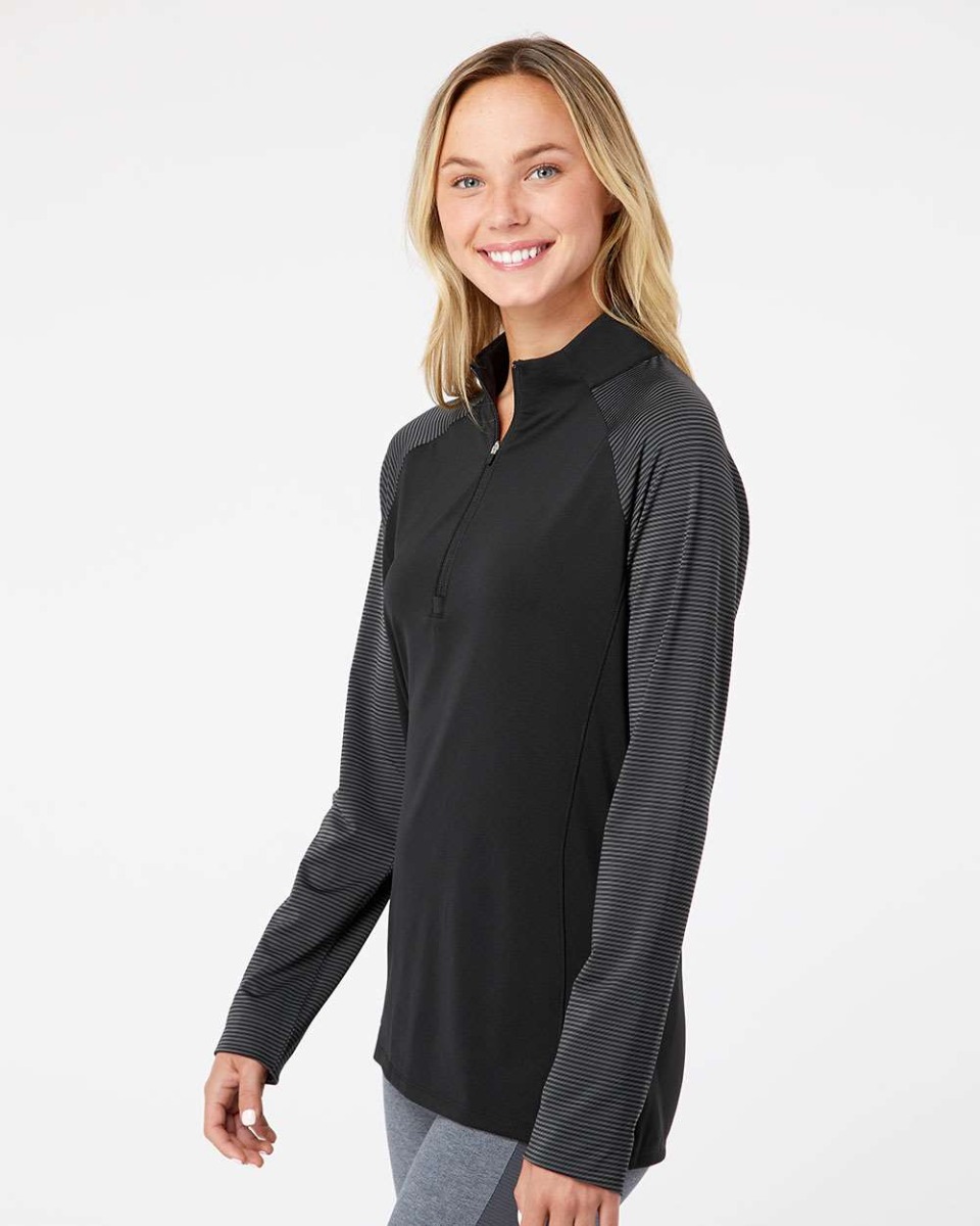 adidas Women's Stripe Block Quarter-Zip Pullover Product Image